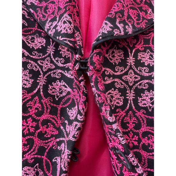 Embroidered Pink & Black Talbots Jacket, size Women's 16, Hook & Eye Closure - Picture 7 of 11